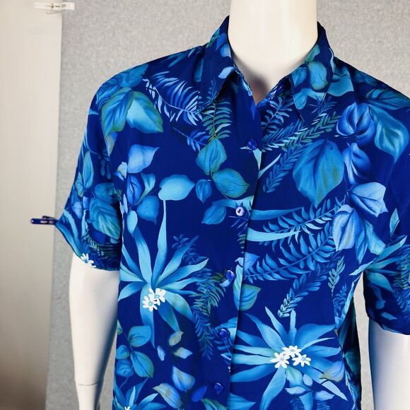 Vintage Joanna Large Blouse Short Sleeve Collared Shirt Floral Button Front New - Picture 4 of 8
